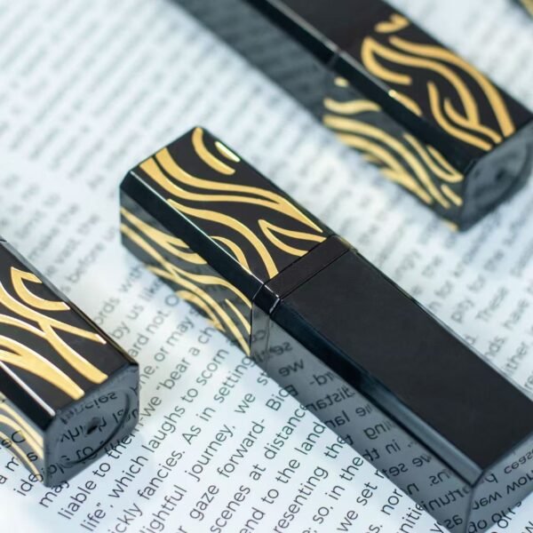 Matt black striped lipstick tube8005 - Image 3