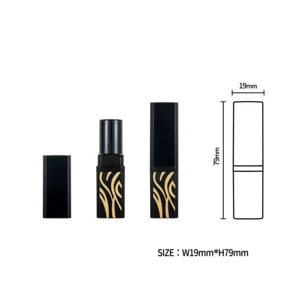 Matt black striped lipstick tube8005 - Image 5